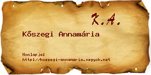 Kőszegi Annamária névjegykártya
